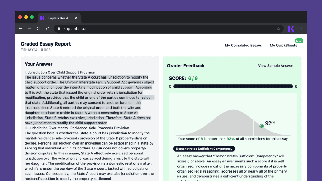 Kaplan Bar AI Interface